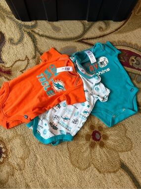NFL Miami Dolphins Baby Bodysuit Trio - Teal & Orange